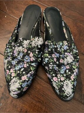 Rebecca Minkoff Floral Studded Loafer Mules | Size 8.5